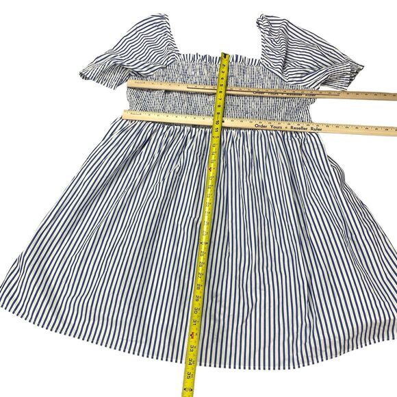 Draper James | Cam Smocked Dress in Blue White Shirting Stripe Sz 2X MSRP: $95 - Picture 9 of 16